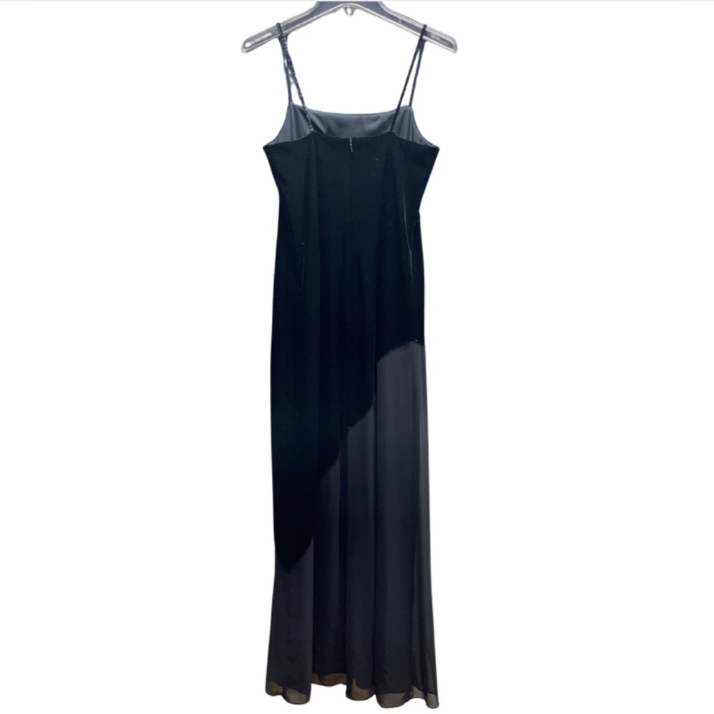 Vintage Rimini Black Beaded Velvet Asymmetrical Stripe Dress Sz 6 - Picture 2 of 6